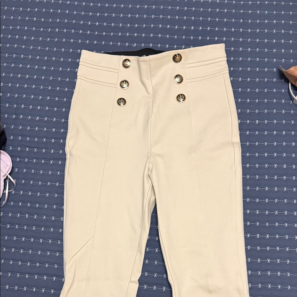 Zara Cream High-Waisted Pants